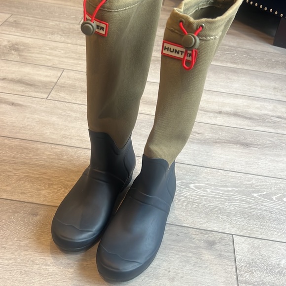 Hunter regent st James canvas and rubber olive and black tall rain boots size 8 - Picture 8 of 15